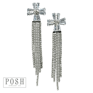 Rhinestone cross, fringe earring - Boutique Bella BellaEarrings