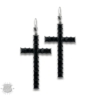 Rhinestone cross hoop earring - Boutique Bella BellaEarrings
