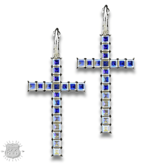 Rhinestone cross hoop earring - Boutique Bella BellaEarrings