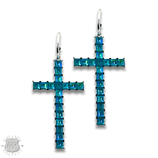 Rhinestone cross hoop earring - Boutique Bella BellaEarrings