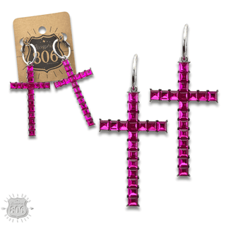 Rhinestone cross hoop earring - Boutique Bella BellaEarrings
