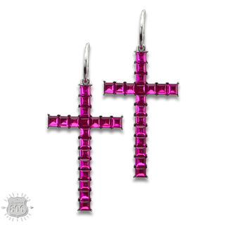 Rhinestone cross hoop earring - Boutique Bella BellaEarrings