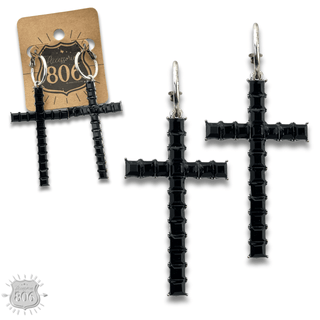 Rhinestone cross hoop earring - Boutique Bella BellaEarrings