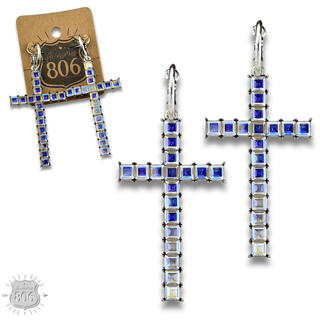 Rhinestone cross hoop earring - Boutique Bella BellaEarrings