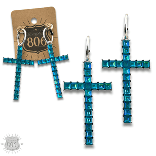Rhinestone cross hoop earring - Boutique Bella BellaEarrings