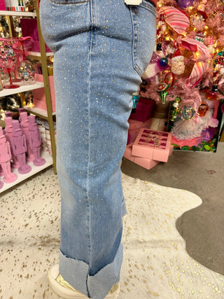 Rhinestone Cuff Jean - Boutique Bella BellaJeans