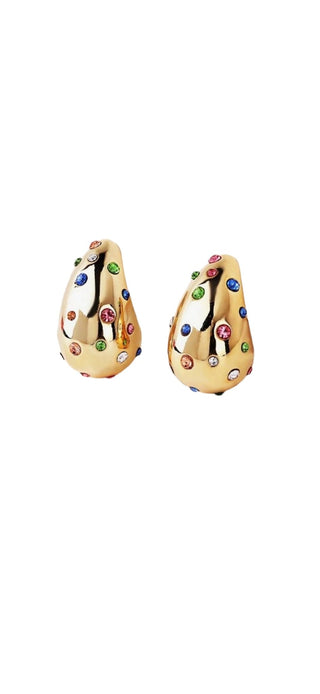 Rhinestone Drop Earrings - Rainbow - Boutique Bella BellaDistress