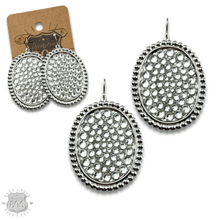 Rhinestone filled oval earring - LC - Boutique Bella BellaEarrings