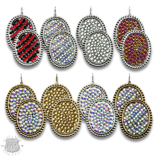 Rhinestone filled oval earring - LC - Boutique Bella BellaEarrings
