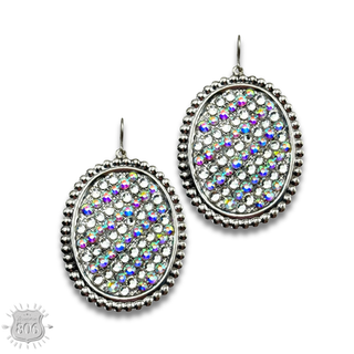 Rhinestone filled oval earring - LC - Boutique Bella BellaEarrings