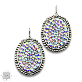 Rhinestone filled oval earring - LC - Boutique Bella BellaEarrings