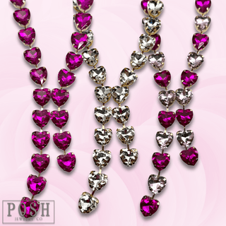 Rhinestone heart lariat necklace - LC - Boutique Bella BellaNecklaces