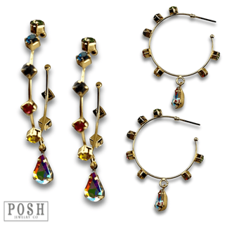 Rhinestone hoop and drop earring - Boutique Bella BellaEarrings