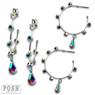 Rhinestone hoop and drop earring - Boutique Bella BellaEarrings