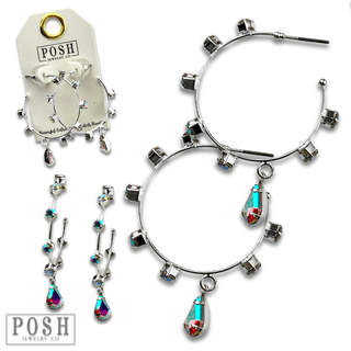Rhinestone hoop and drop earring - Boutique Bella BellaEarrings