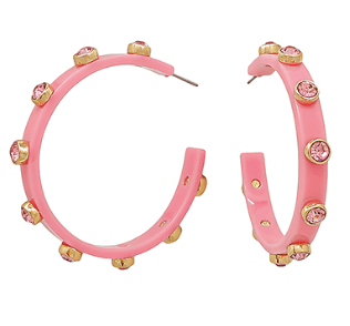 Rhinestone Hoop Earrings - Pink - Boutique Bella BellaEarrings
