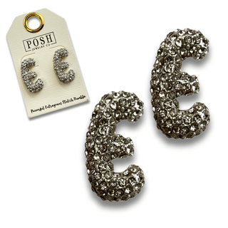 Rhinestone initial post earring - Boutique Bella BellaEarrings