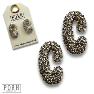 Rhinestone initial post earring - Boutique Bella BellaEarrings