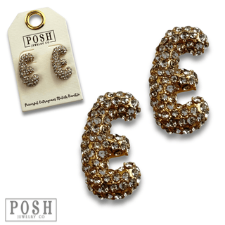 Rhinestone initial post earring - Boutique Bella BellaEarrings