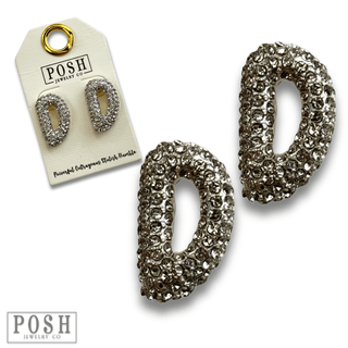 Rhinestone initial post earring - Boutique Bella BellaEarrings