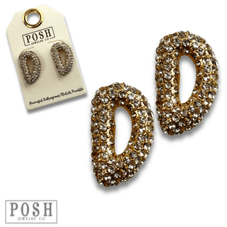 Rhinestone initial post earring - Boutique Bella BellaEarrings