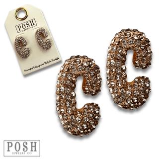 Rhinestone initial post earring - Boutique Bella BellaEarrings