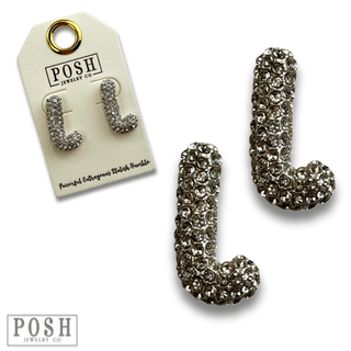 Rhinestone initial post earring - Boutique Bella BellaEarrings