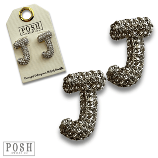 Rhinestone initial post earring - Boutique Bella BellaEarrings