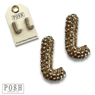 Rhinestone initial post earring - Boutique Bella BellaEarrings