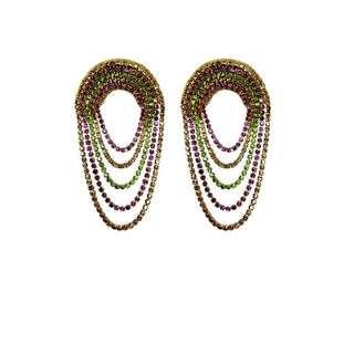 Rhinestone Oval Earrings - Mardi Gras - Boutique Bella BellaDistress