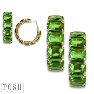 Rhinestone rectangle hoop earrings - Boutique Bella BellaEarrings