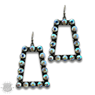 Rhinestone rim rectangle earring - Boutique Bella BellaEarrings
