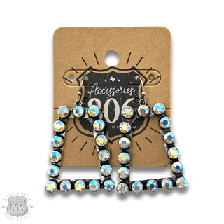 Rhinestone rim rectangle earring - Boutique Bella BellaEarrings
