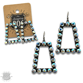 Rhinestone rim rectangle earring - Boutique Bella BellaEarrings