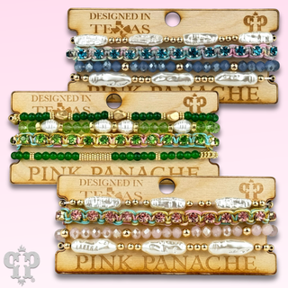 Rhinestone slide and variety bead bracelet set, curvy fit - Boutique Bella BellaBracelets