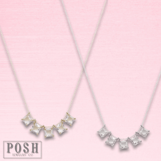 Rhinestone squares necklace - LC - Boutique Bella BellaNecklaces