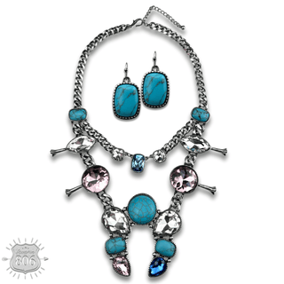 Rhinestone squash blossom necklace set - LC - Boutique Bella BellaJewelry Set