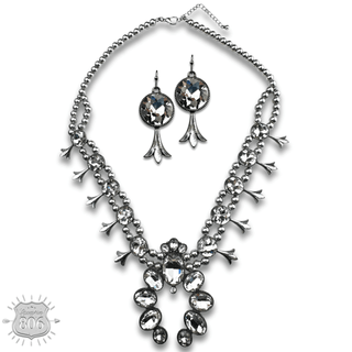 Rhinestone squash blossom necklace set - LC - Boutique Bella BellaJewelry Set