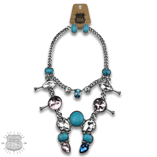 Rhinestone squash blossom necklace set - LC - Boutique Bella BellaJewelry Set