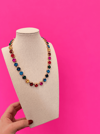 Rhinestone Statement Necklace - Multi - Bright - Boutique Bella BellaNecklaces