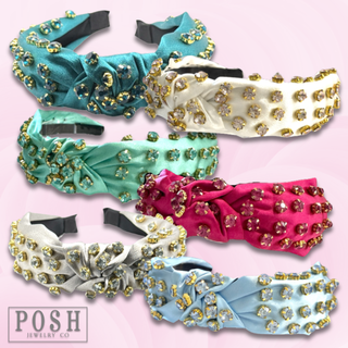 Rhinestone top knot headband - Boutique Bella BellaHeadbands