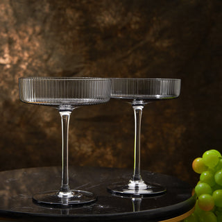 Ribbed Coupe Cocktail Glasses 8 Oz Set Of 2 Classic Manhattan Glasses For Cocktails Libbey Champagne - Boutique Bella Bella