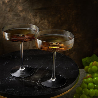 Ribbed Coupe Cocktail Glasses 8 Oz Set Of 2 Classic Manhattan Glasses For Cocktails Libbey Champagne - Boutique Bella Bella