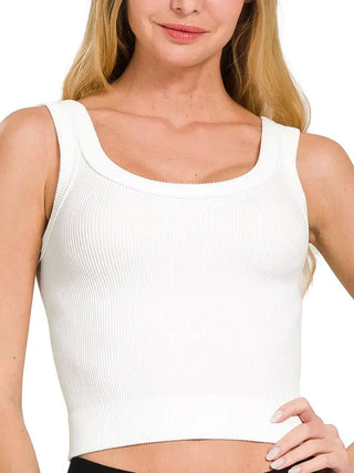 Ribbed Cropped Scoop Neck Tank - Boutique Bella BellaTank Top