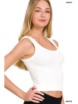 Ribbed Cropped Scoop Neck Tank - Boutique Bella BellaTank Top