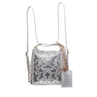 Ribbon Reverie Mini Convertible Hobo Gunmetal - Boutique Bella Bellapurse