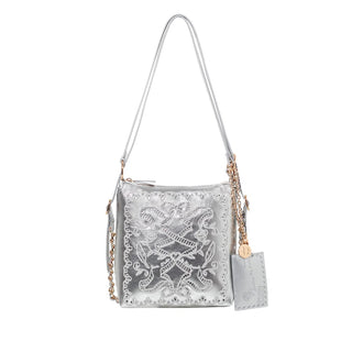 Ribbon Reverie Mini Convertible Hobo Gunmetal - Boutique Bella Bellapurse