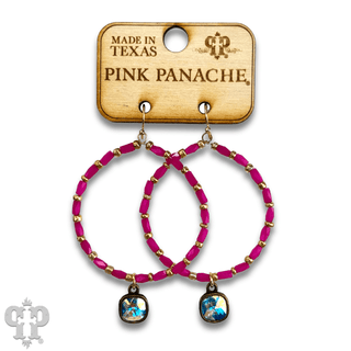 Rice bead circle earring with Austrian crystal - Boutique Bella BellaEarrings