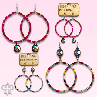 Rice bead circle earring with Austrian crystal - Boutique Bella BellaEarrings