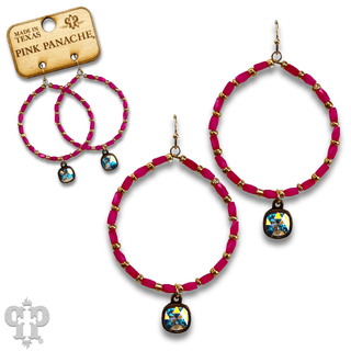 Rice bead circle earring with Austrian crystal - Boutique Bella BellaEarrings